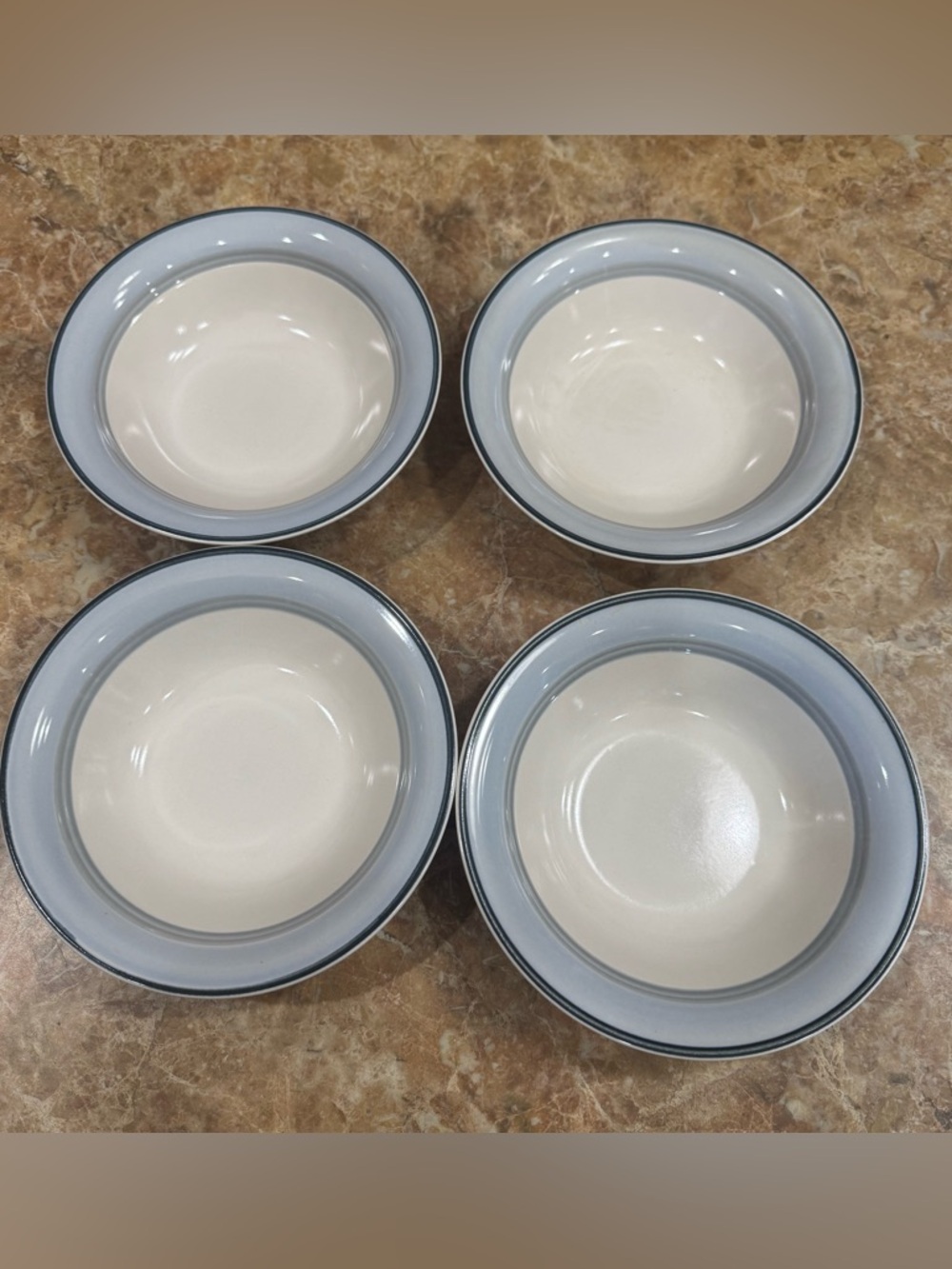 Sky Blue Bouquet Crowning Fashion Johann Haviland 7" Soup Cereal Bowls Set Of 4